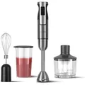 KLAMER Stabmixer Set 800 Watt, 4 in 1 Pürierstab Edelstahl mit stufenloser Geschwindigkeit und Turbo-Funktion - Silber