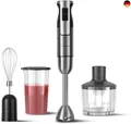 KLAMER Stabmixer Set 800 W – 4-in-1 Pürierstab Edelstahl mit stufenloser Ge