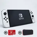 Nintendo Switch OLED Konsole - Weiß [HEG-01] + 128 GB Speicherkarte + Tasche
