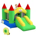HOMCOM Aufblasbare Hüpfburg mit Gebläse, Kinderhüpfburg, Spielburg mit Rutsche, Trampolin, Sicherheitsnetz, für Kinder 3 bis 10 Jahre, Oxford, 300 x 180 x 160 cm