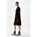 comma Minikleid Kleid Geripptes Strickkleid aus Wollmix schwarz 36 EU