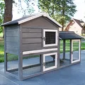 zooprinz Kaninchenstall, Hasenstall – aus massivem Vollholz ideal für draußen - Einfach zu reinigen Dank der großen Kotschublade – Hasenstall mit natürlichen Farben gestrichen