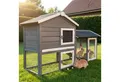 Zooprinz Kleintierstall Dream Grey mit Auslauf 146x86x50 cm (BxHxT), Kotschublade aus Metall, Lasiertes Kieferholz, Klappdach