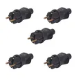 5 Stück Gummi-Schuko-Stecker, Schukostecker 220V, IP44 schwarz
