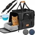 Cadoca Tiertransportbox, Tiertransporttasche faltbar Box Transporttasche Hund Katze anthrazit
