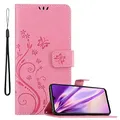 Cadorabo Hülle kompatibel mit Huawei P30 LITE Blumen Design aus Premium Kunst Leder Flip Klappbare Stoßfeste Magnetische [Standfunktion] [Kartenfächern] Cover Hülle für Huawei P30 LITE Tasche in Rosa