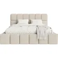 FEDVE Polsterbett Lund aus Bouclé-Stoff 180x200 cm, Beige - Beige