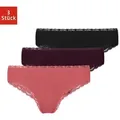 SNOCKS Brasilslip Damen Slip Unterhose (3-St., 3 Stück) aus Bio-Baumwolle mit Spitze, bequem und elegant grün|rot|schwarz S