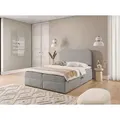 Boxspringbett Schlafzimmerbett BINETA 180x200cm Stoff Coral Grau - Grau
