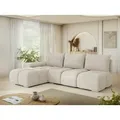 MIRJAN24 Ecksofa Bestii, mit Schlaffunktion und Bettkasten, Rückenlehne in Form beweglicher Kissen beige