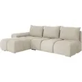 Mirjan24 Ecksofa, Creme, Textil, 5-Sitzer, Ottomane links,L-Form, 270x183 cm, Wohnzimmer, Sofas & Couches, Wohnlandschaften, Ecksofas