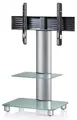 VCM TV Standfuß "Tosal" Silber, mit Zwischenboden Mattglas inkl. Rollen