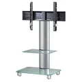 VCM my media TV-Ständer mit Rollen Tosal mit Zwischenboden silber, mattglas