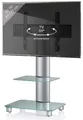 VCM TV Standfuß mit Zwischenboden | Alu Fernseh Ständer rollbar | ESG-Sicherheitsglas | Maße ca. H. 100 x B. 60 x T. x 44 cm - Tosal ZW Mattglas