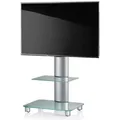 VCM Tosal TV Standfuß für Monitore von 32 - 70 Zoll mit Glaszwischenboden / Silb