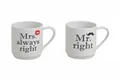 Becher Mr. Right  Mrs. Always Right Porzellan Hochzeit 2 er Set