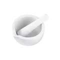 Fackelmann Porzellan Mörser & Stößel – Perfekt für frisch gemahlene Gewürze, Spülmaschinengeeignet, Ø 12cm, Weiß, Weiss/opulenter Garten