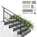 VEVOR Handlauf Quadratisch 172,5x83,5cm Treppengeländer für 1-4 Stufen Baluster Höhen-und Winkelverstellbar Geländer aus Schmiedeeisen max. 67,8cm