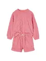 Vertbaudet Mädchen-Set mit Frottee-Blumen: Sweatshirt & Shorts bonbon rosa 158