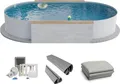 Fresh-Pool Profi Stahlwandpool Set oval, 525x320x120 cm, Stahl 0,6 mm weiß, Folie 0,8 mm grau, Einhängebiese