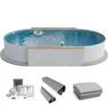 Fresh-Pool Profi Stahlwandpool Set oval, 525x320x120 cm, Stahl 0,6 mm weiß,