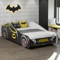 Autobett Kinderbett Jugendbett mit Rausfallschutz in Batcar Motif Kinderbett 70x140 cm von Geburt bis 6. Lebensjahr