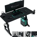 SENSE7 Nomad Basic Gaming Tisch Schreibtisch 120x60 cm Computertisch PC Tisch Gamer Desk Zocker Tisch Carbon-Optik Kopfhörerhalter Kabelmanagement