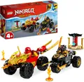 LEGO 71789 NINJAGO Verfolgungsjagd Set mit Kais Flitzer und Ras' Motorrad, Spielzeug für Kinder ab 4 Jahren, Ninja-Auto-Spielzeug zum Bauen, Minifigur zum Sammeln
