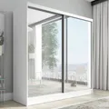 Schwebetürenschrank, 2-türig Schrank mit Spiegel  IVAR 200cm (Weib)