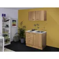 Flex-Well Miniküche "Nano", mit E-Geräten, Gesamtbreite: 100 cm, Arbeitsplatte mit Melaminharz-Beschichtung - braun