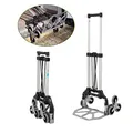 TRUTZHOLM Aluminium Treppensteiger Sackkarre klappbar 70 kg mit hoher Griffhöhe 6 Räder, platzsparend verstaubar, für Umzug, Getränkekisten-Einkauf- leichte Bedienung