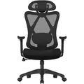 Songmics Bürostuhl OBN063BH01, schwarz, Stoff / Netz, mit Kopfstütze, bis 150 kg