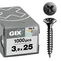 GIXA Schnellbauschrauben 3,9 x 25 mm Feingewinde, 1000 Stück, Trompetenkopf, ...