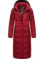 Navahoo Damen Wintermantel warmer Steppmantel lang mit abnehmbarer Kapuze Isalie Dark Red Gr. S