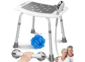 KESSER® Duschhocker höhenverstellbar Leichter Badhocker rutschfeste Gummifüße Duschstuhl 136KG belastbar Duschhilfe Senioren Saugnapf Haltegriff Badewannengriff Duschsitz mit Brausehalterung