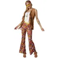 dressforfun Hippie Kostüm Set, 60er Jahre Kostüm, 70er Mode, Kostüm Hippie Frau, Hippie-Kostüm, Flower Power Kostüm, Hippie Damen, Schlaghose, Fransenweste Damen Hippie, Kostüme Fasching Damen- XXL