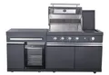 Buschbeck Outdoorküche Newcastle Black 199x12 x58 cm, Gas Grill Kühlschrank BBQ