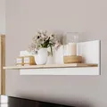 Forte VANKKA Wandregal 120, Holzwerkstoff, Planked Eiche Dekor/Weiß, 120 cm breit, 25,6 cm hoch, 21,9 cm tief