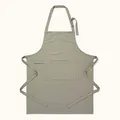 Homescapes Graue Kochschürze waschbar aus 100% Baumwolle, Latzschürze mit Tasche, verstellbare Schürze mit langen Bändern