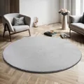 the carpet Relax Moderner Flauschiger Kurzflor Teppich, Anti-Rutsch Unterseite, Waschbar bis 30 Grad, Super Soft, Felloptik, Grau, 160 cm Rund