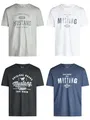 MUSTANG Tshirt Herren Baumwolle Regular Fit 4er Pack Set Rundhals Kurzarm Sommer Tee Shirt Logoprint, Größe:XL, Farbe:Farbmix (P15)