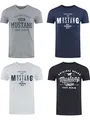 MUSTANG Herren T-Shirt 4er Pack Frontprint O-Neck Rundhalsausschnitt Kurzarm Regular Tee Shirt 100% Baumwolle Schwarz Weiß Grau Blau Grün, Größe:XL, Farbe:Farbmix (P16)