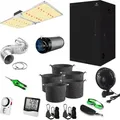 Canna4Home GrowBox Komplettset 100 x 100 x 200 cm schwarz Anbau Set Gewächshaus mit dimmbarer LED Vollspektrum Grow-Lampe, mit Abluftset, Pflanzt... - Schwarz