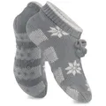 celodoro Haussocken Damen Norweger Strick Hüttensocken mit ABS-Sohle (1 Paar) grau 35-38
