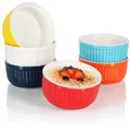 com-four® 6x Souffléfförmchen - Ragout Fin Schalen aus Keramik - ofenfeste Auflaufformen - spülmaschinengeeignete Dessert-Schälchen - farbenfrohe Keramikgefäße 250 ml