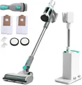 HAUSHOF Akku Staubsauger mit Absaugstation, Kabelloser Staubsauger 3-in-1, 24kPa