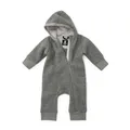 Ehrenkind® Fleeceoverall aus 100% Bio-Merinowolle, Atmungsaktiv & temperaturausgleichend, Wollfleece, Baby Overall mit Kapuze, Grau 50/56