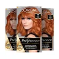 L'Oréal Paris Permanente Haarfarbe Haarfärbeset 7.4 Kupferblond Dublin 3er Set