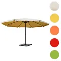 Sonnenschirm Meran Pro, Gastronomie Marktschirm mit Volant Ø 5m Polyester/Alu 28kg ~ creme mit Ständer