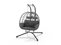 JUSKYS Doppel Hängesessel Aria aus Polyrattan mit Gestell (Grau)